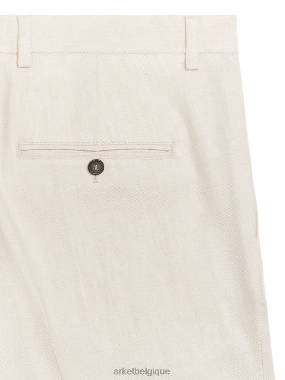ARKET pantalon slim en chanvre et coton Hommes beige clair T46DR1074 vêtements