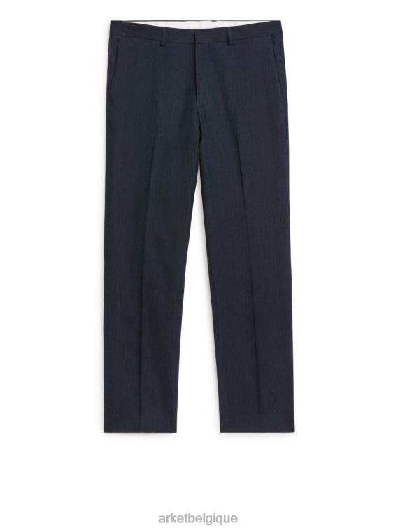 ARKET pantalon slim en chanvre et coton Hommes bleu foncé T46DR1073 vêtements