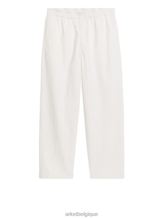 ARKET pantalon décontracté en lin et coton Hommes blanc cassé T46DR1059 vêtements