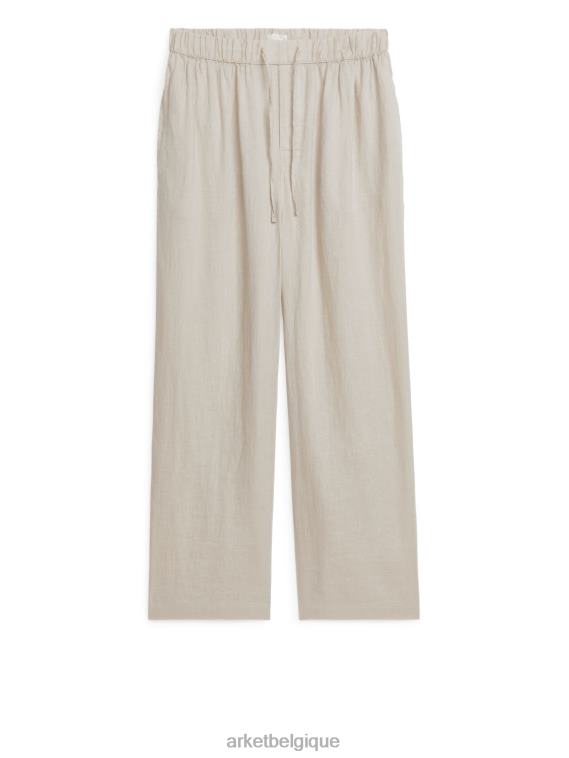 ARKET pantalon en lin à cordon de serrage Hommes beige T46DR1057 vêtements
