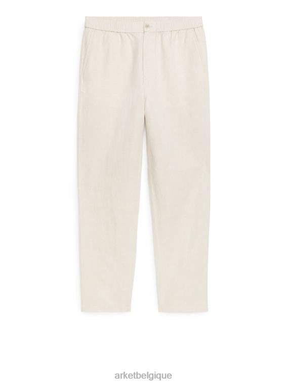 ARKET pantalon en lin à cordon de serrage Hommes beige clair T46DR1054 vêtements