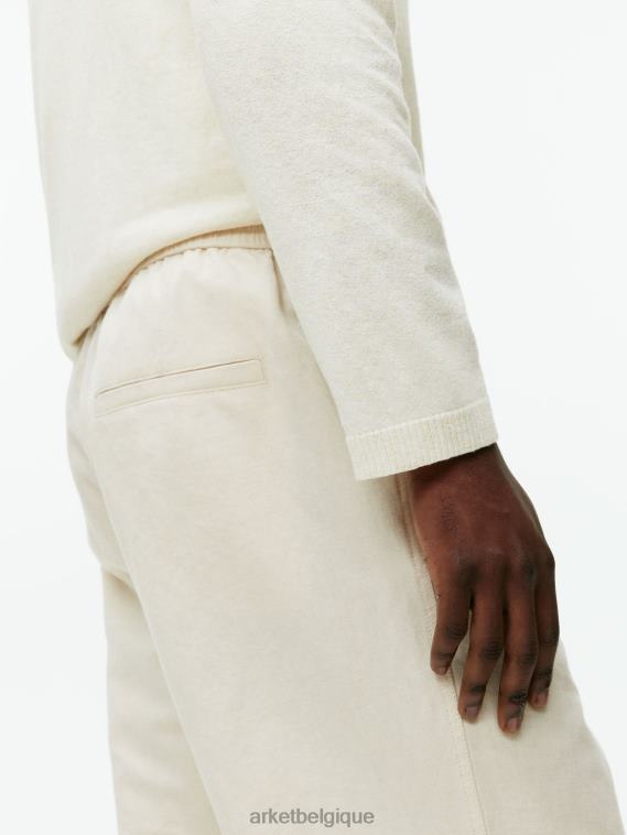 ARKET pantalon en lin à cordon de serrage Hommes beige clair T46DR1054 vêtements