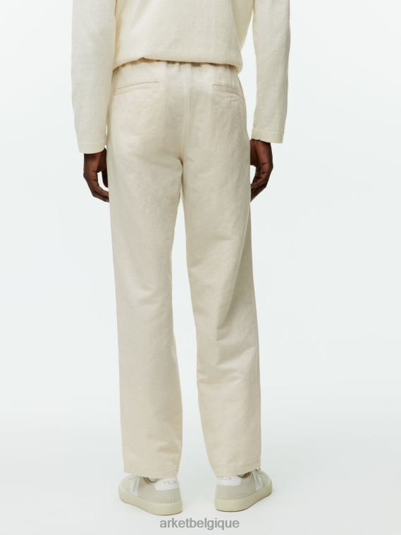 ARKET pantalon en lin à cordon de serrage Hommes beige clair T46DR1054 vêtements