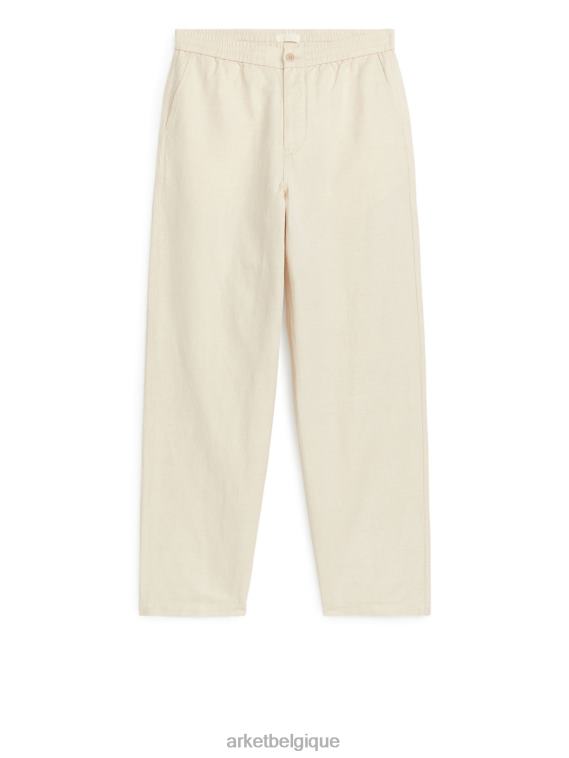 ARKET pantalon en lin à cordon de serrage Hommes beige clair T46DR1054 vêtements