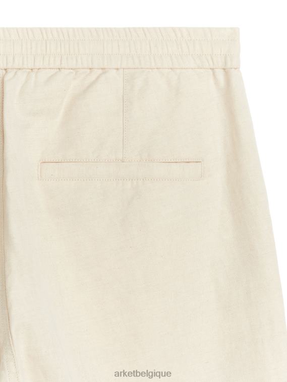 ARKET pantalon en lin à cordon de serrage Hommes beige clair T46DR1054 vêtements