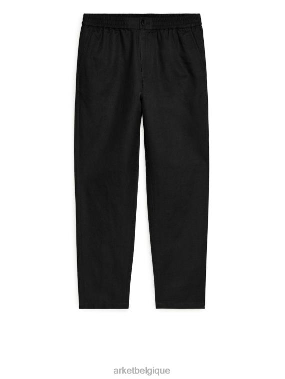 ARKET pantalon en lin à cordon de serrage Hommes noir T46DR1053 vêtements