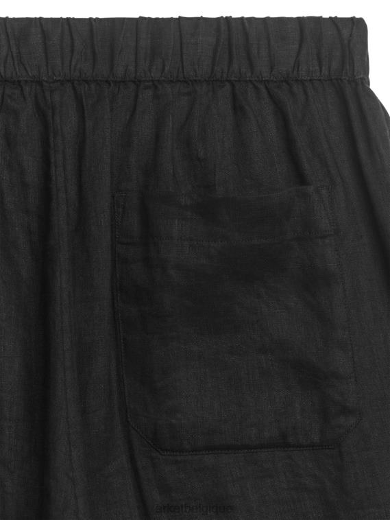 ARKET pantalon en lin à cordon de serrage Hommes noir T46DR1058 vêtements