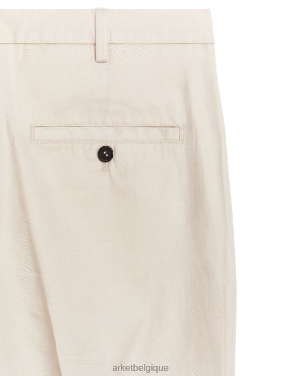 ARKET pantalon raccourci en coton et lin Hommes blanc cassé T46DR1060 vêtements