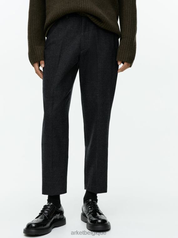 ARKET pantalon raccourci fuselé en laine Hommes gris mélangé T46DR1083 vêtements