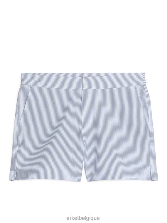 ARKET short de bain en seersucker Hommes blanc bleu T46DR1143 vêtements