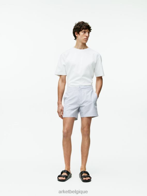 ARKET short de bain en seersucker Hommes blanc bleu T46DR1143 vêtements