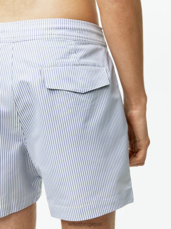 ARKET short de bain en seersucker Hommes blanc bleu T46DR1143 vêtements