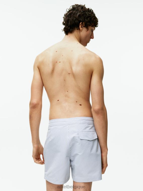 ARKET short de bain en seersucker Hommes blanc bleu T46DR1143 vêtements