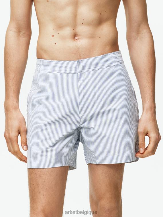 ARKET short de bain en seersucker Hommes blanc bleu T46DR1143 vêtements