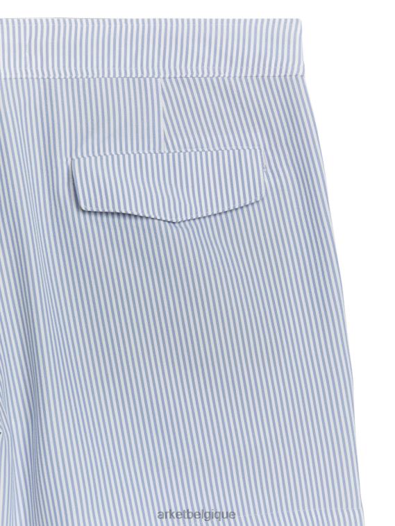 ARKET short de bain en seersucker Hommes blanc bleu T46DR1143 vêtements