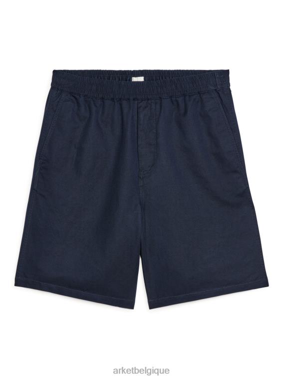 ARKET short en coton et lin à cordon de serrage Hommes bleu foncé T46DR1119 vêtements