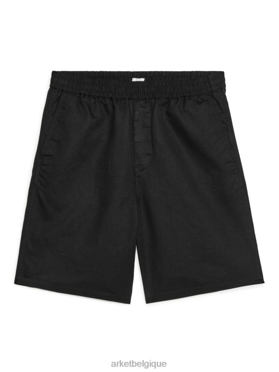 ARKET short en coton et lin à cordon de serrage Hommes noir T46DR1121 vêtements