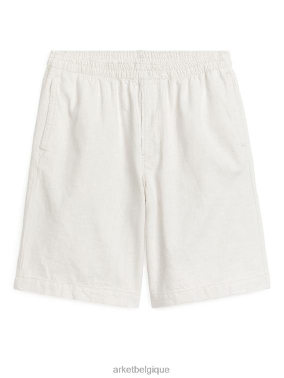 ARKET short en lin et coton à cordon de serrage Hommes blanc cassé T46DR1120 vêtements