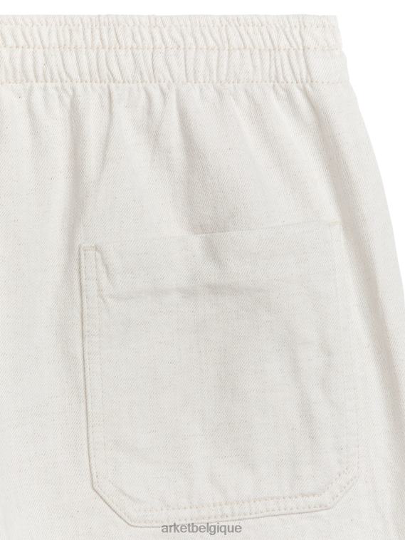 ARKET short en lin et coton à cordon de serrage Hommes blanc cassé T46DR1120 vêtements