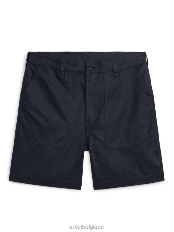 ARKET short utilitaire en coton et lin Hommes bleu foncé T46DR1123 vêtements