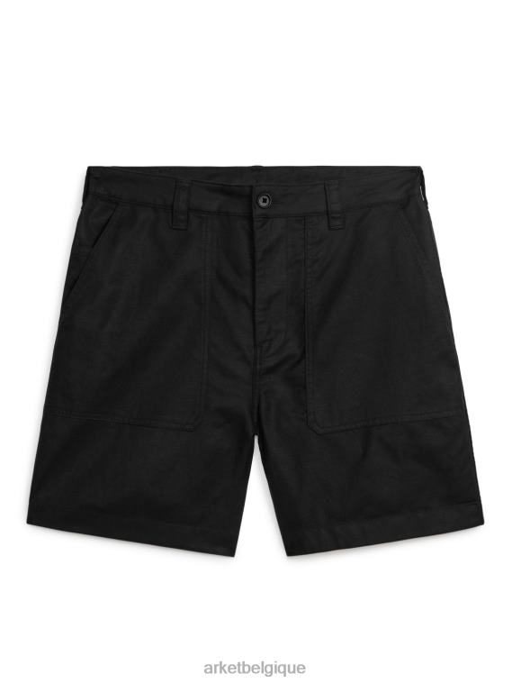 ARKET short utilitaire en coton et lin Hommes noir T46DR1124 vêtements