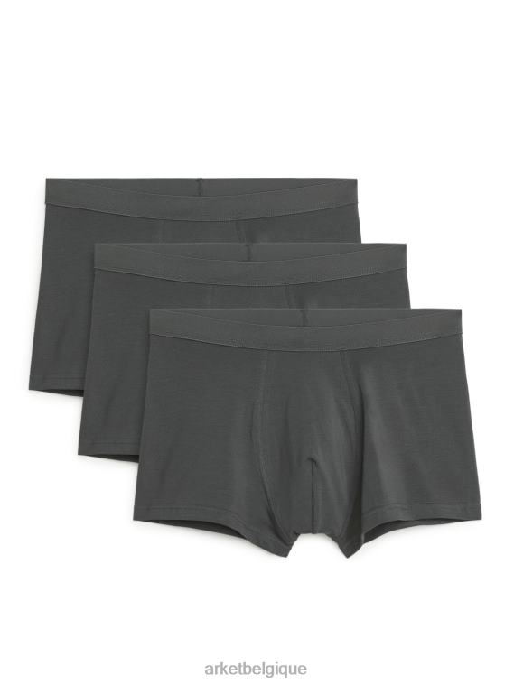 ARKET boxers en coton pima, lot de 3 Hommes gris foncé T46DR1231 vêtements