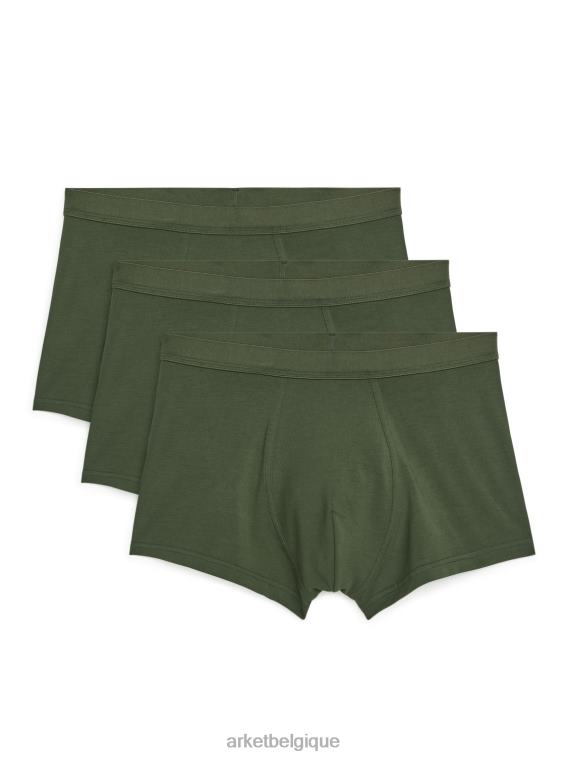 ARKET boxers en coton pima, lot de 3 Hommes vert foncé T46DR1223 vêtements