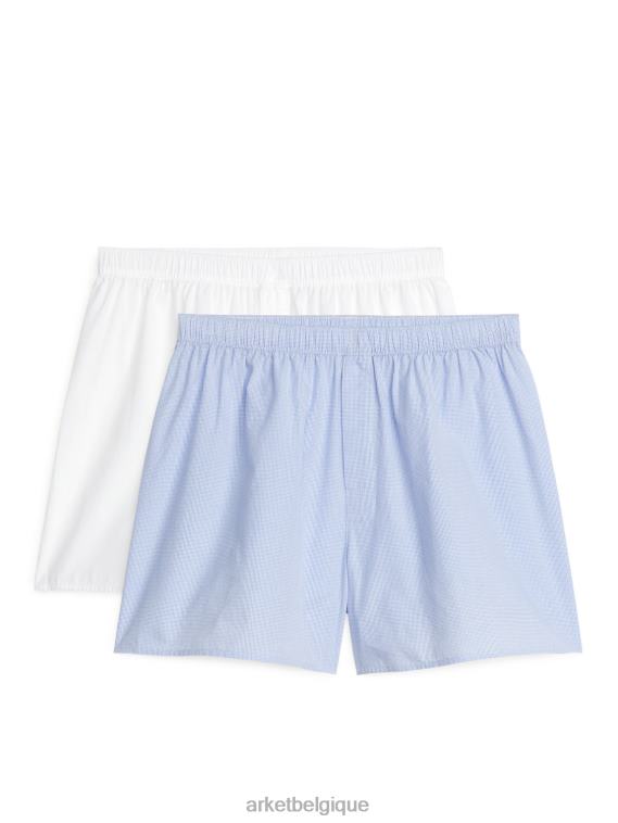 ARKET boxers en coton tissé, lot de 2 Hommes bleu blanc T46DR1229 vêtements