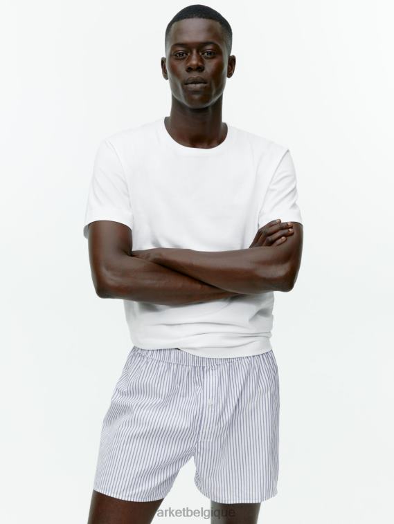 ARKET boxers en coton tissé, lot de 2 Hommes bleu foncé/rayé T46DR1232 vêtements