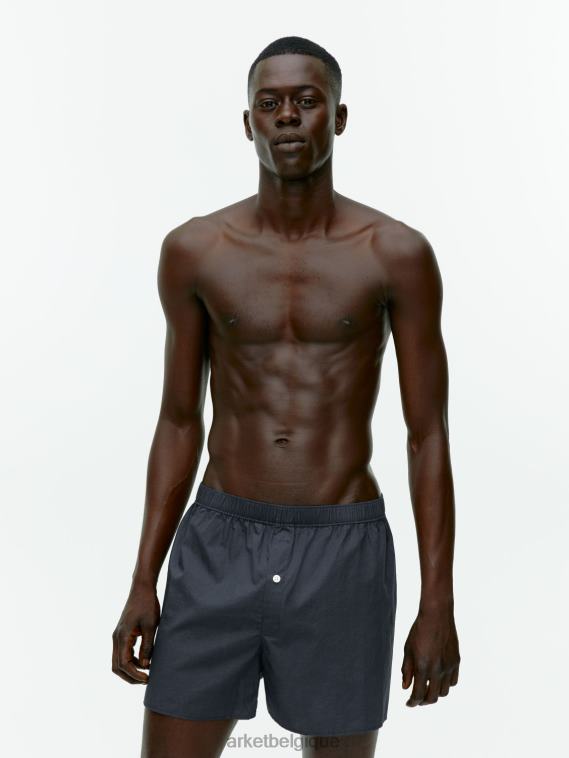 ARKET boxers en coton tissé, lot de 2 Hommes bleu foncé/rayé T46DR1232 vêtements