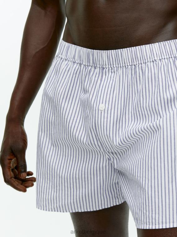 ARKET boxers en coton tissé, lot de 2 Hommes bleu foncé/rayé T46DR1232 vêtements
