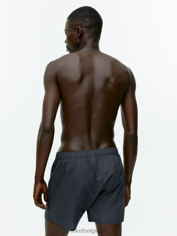 ARKET boxers en coton tissé, lot de 2 Hommes bleu foncé/rayé T46DR1232 vêtements