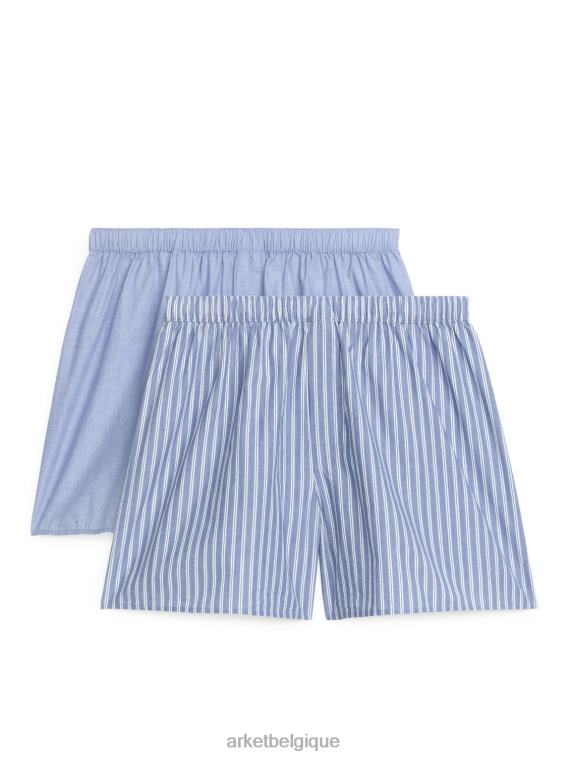 ARKET boxers en coton tissé, lot de 2 Hommes bleu rayé T46DR1228 vêtements