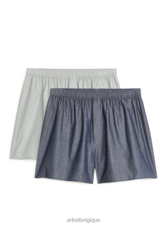ARKET boxers en coton tissé, lot de 2 Hommes solides/terreux T46DR1235 vêtements