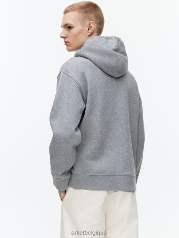 ARKET sweat à capuche décontracté en tissu éponge Hommes gris mélangé T46DR921 vêtements