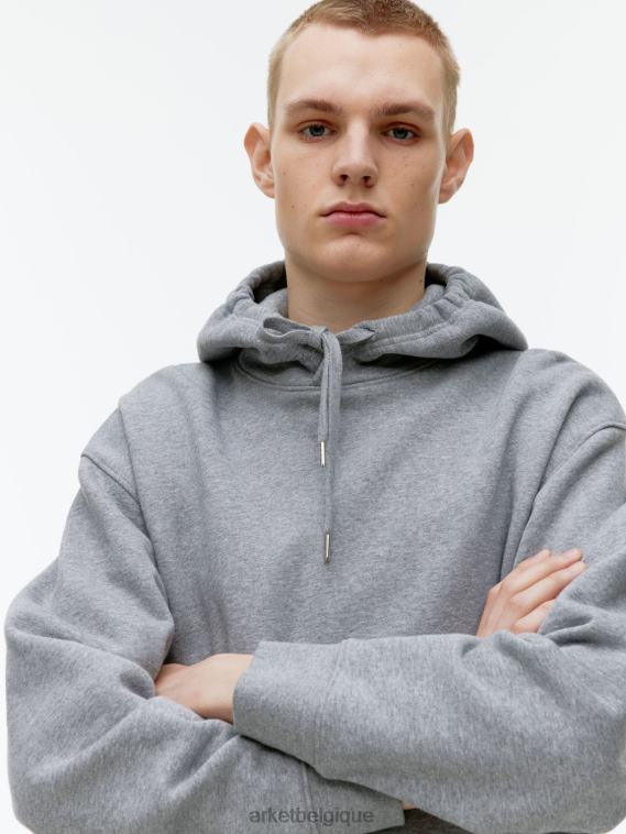 ARKET sweat à capuche décontracté en tissu éponge Hommes gris mélangé T46DR921 vêtements