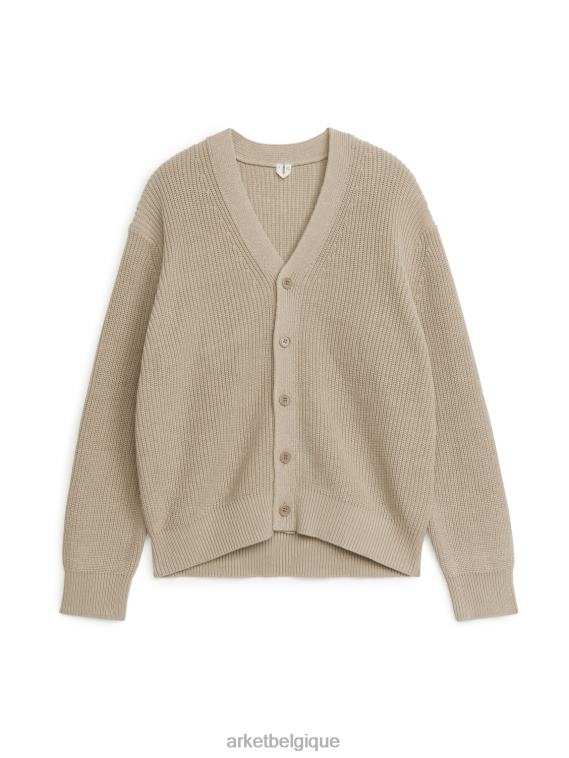 ARKET cardigan en maille de coton et de lin Hommes beige T46DR1173 vêtements