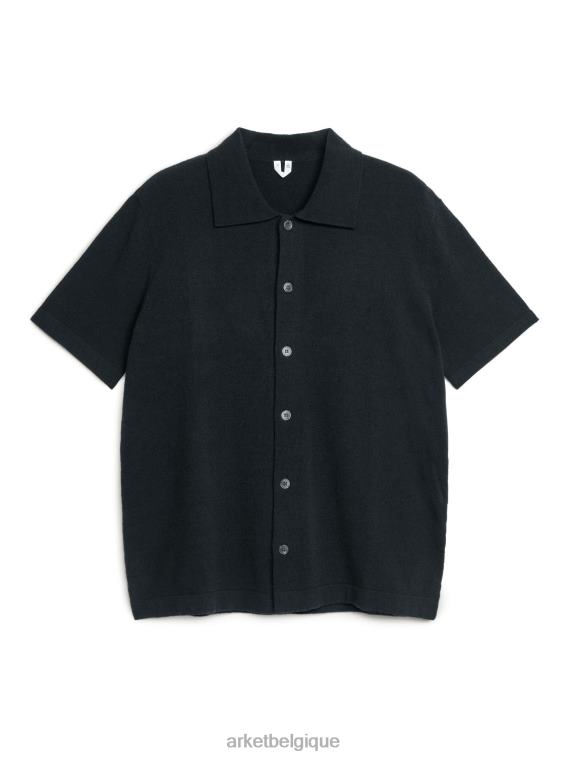 ARKET chemise en maille à manches courtes Hommes noir T46DR949 vêtements