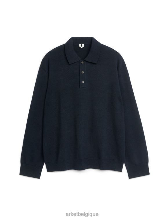 ARKET polo en mérinos à manches longues Hommes bleu foncé T46DR1049 vêtements
