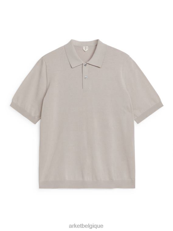 ARKET polo en soie et coton Hommes beige poussiéreux T46DR1045 vêtements