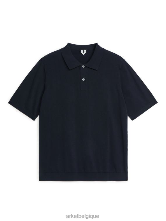 ARKET polo en soie et coton Hommes bleu foncé T46DR1046 vêtements