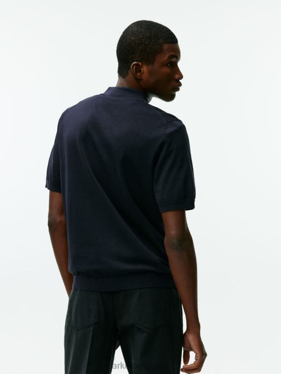 ARKET polo en soie et coton Hommes bleu foncé T46DR1046 vêtements