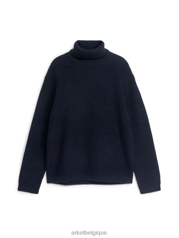 ARKET pull à col roulé en laine épaisse Hommes bleu foncé T46DR1180 vêtements