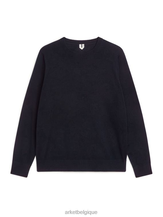 ARKET pull en laine mérinos fine Hommes bleu foncé T46DR1195 vêtements