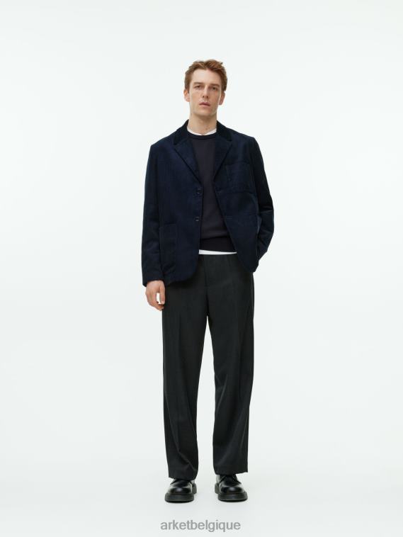 ARKET pull en laine mérinos fine Hommes bleu foncé T46DR1195 vêtements
