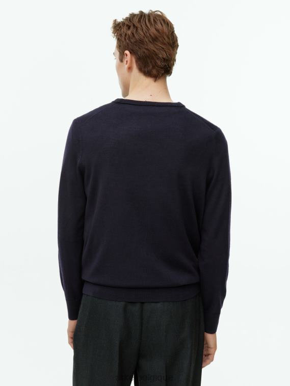 ARKET pull en laine mérinos fine Hommes bleu foncé T46DR1195 vêtements