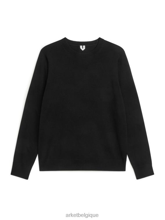 ARKET pull en laine mérinos fine Hommes noir T46DR1196 vêtements