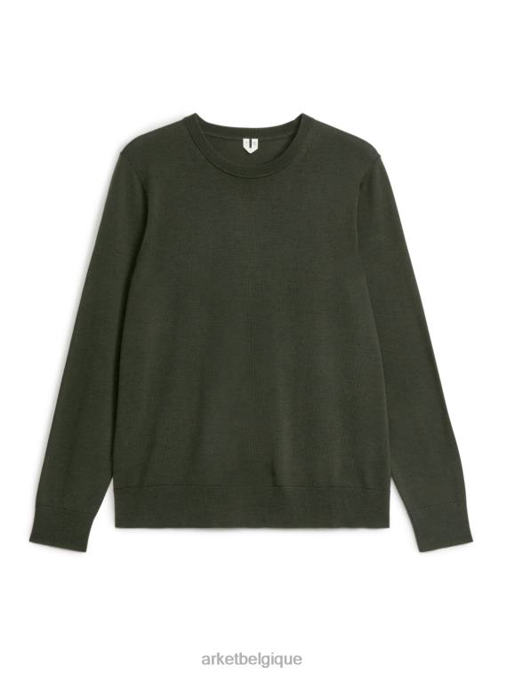 ARKET pull en laine mérinos fine Hommes vert foncé T46DR1176 vêtements