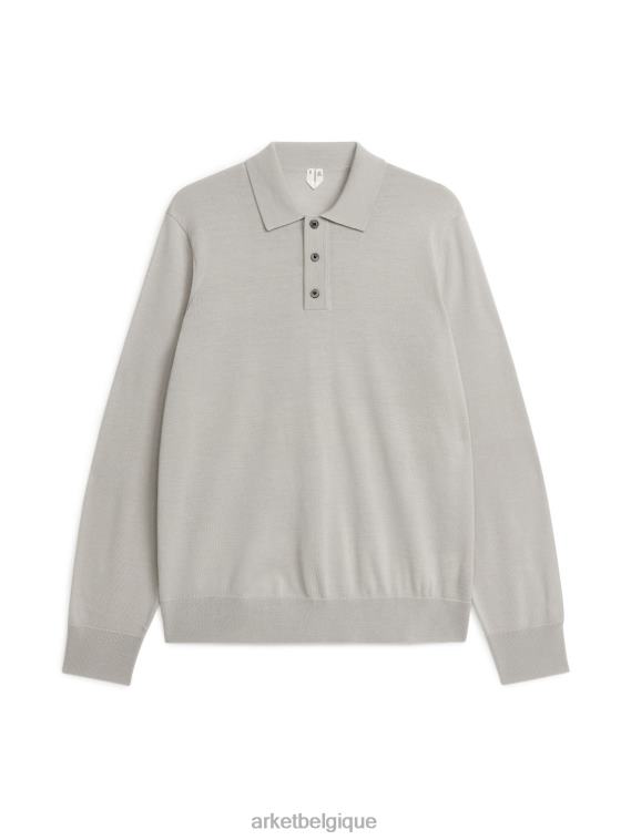 ARKET pull polo en mérinos Hommes beige T46DR1050 vêtements