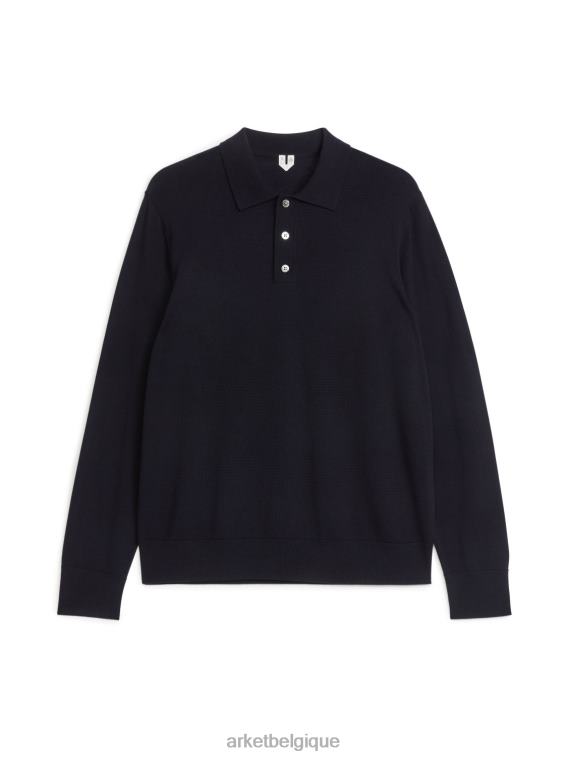 ARKET pull polo en mérinos Hommes bleu foncé T46DR1051 vêtements